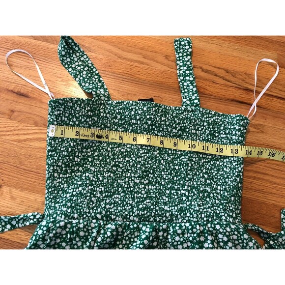 Lulus Romper Women's Small Green Floral Stretch Smocked Sleeveless Squar Neck - Picture 6 of 6